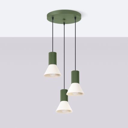 Lampadario a cavo ESTRIA 3xE14/10W/230V Ø 30 cm verde