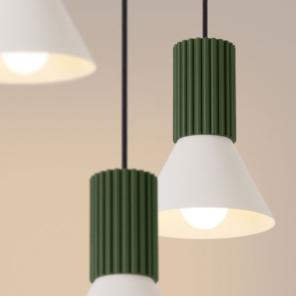 Lampadario a cavo ESTRIA 3xE14/10W/230V Ø 30 cm verde