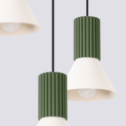 Lampadario a cavo ESTRIA 3xE14/10W/230V Ø 30 cm verde