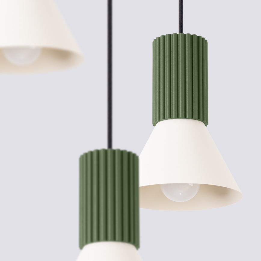 Lampadario a cavo ESTRIA 3xE14/10W/230V Ø 30 cm verde