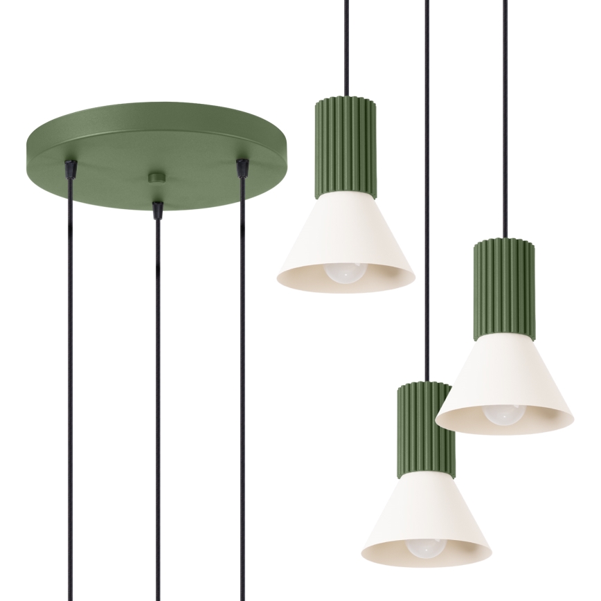 Lampadario a cavo ESTRIA 3xE14/10W/230V Ø 30 cm verde