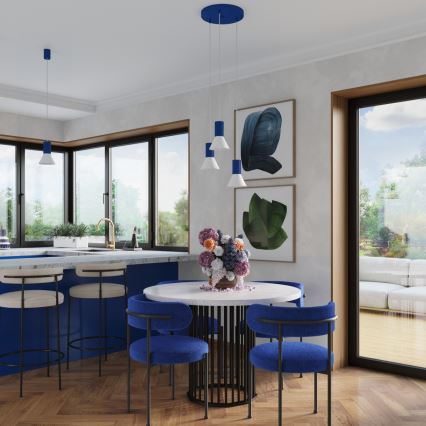 Lampadario a cavo ESTRIA 1xE14/10W/230V Ø 14 cm, blu