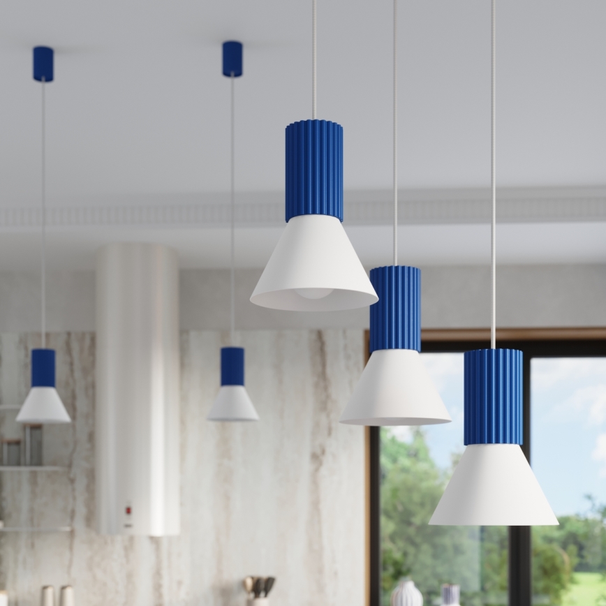 Lampadario a sospensione con cavo ESTRIA 3xE14/10W/230V Ø 30 cm blu