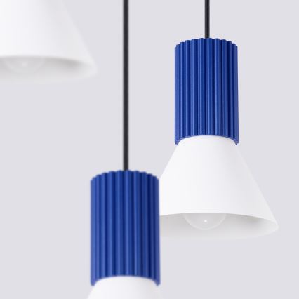 Lampadario a sospensione con cavo ESTRIA 3xE14/10W/230V Ø 30 cm blu