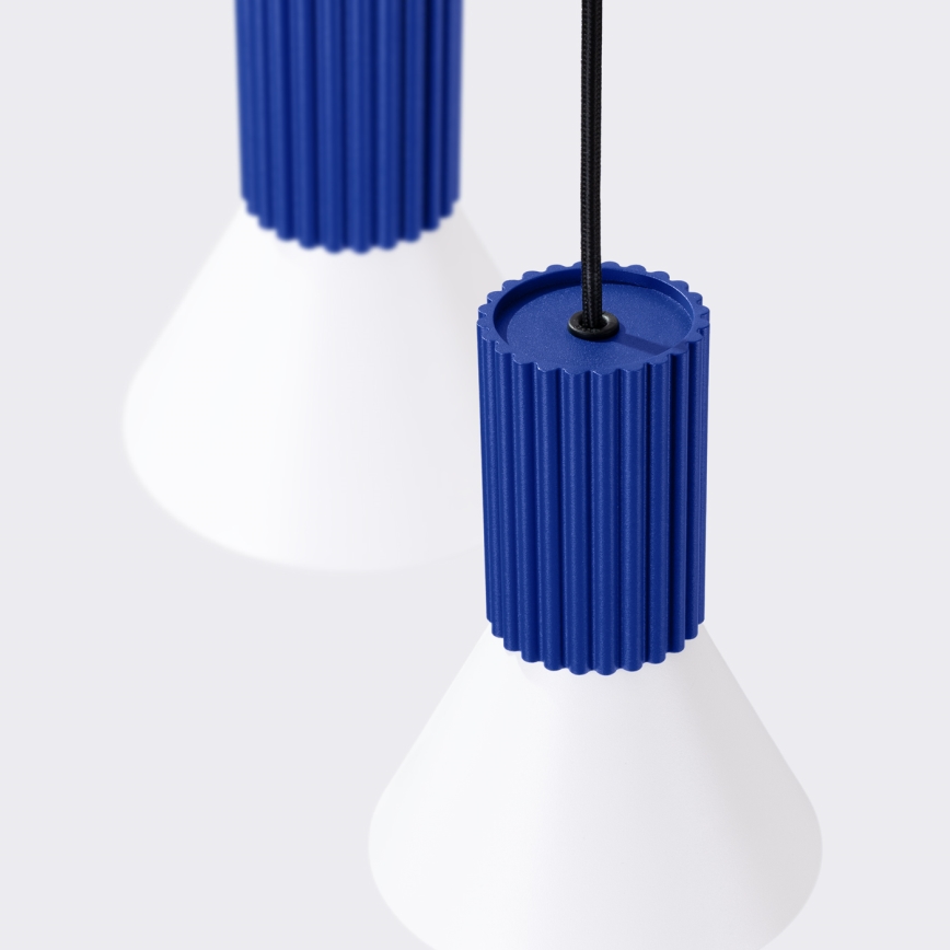Lampadario a sospensione con cavo ESTRIA 3xE14/10W/230V Ø 30 cm blu