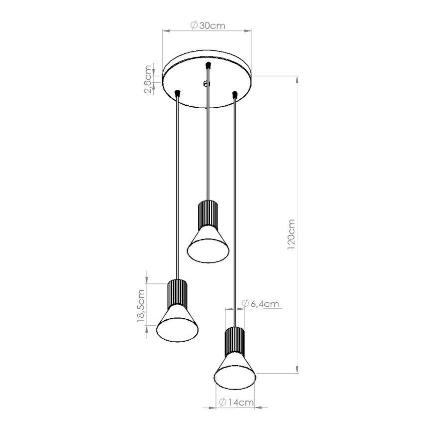 Lampadario a sospensione con cavo ESTRIA 3xE14/10W/230V Ø 30 cm blu