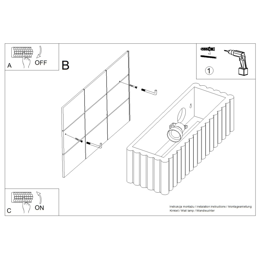 Applique RIGATA 1xE27/15W/230V ceramica/crema