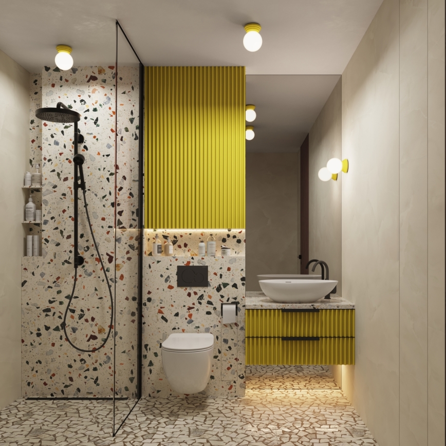 Plafoniera da bagno ZORI 1xG9/8W/230V Ø 12 cm IP44 gialla