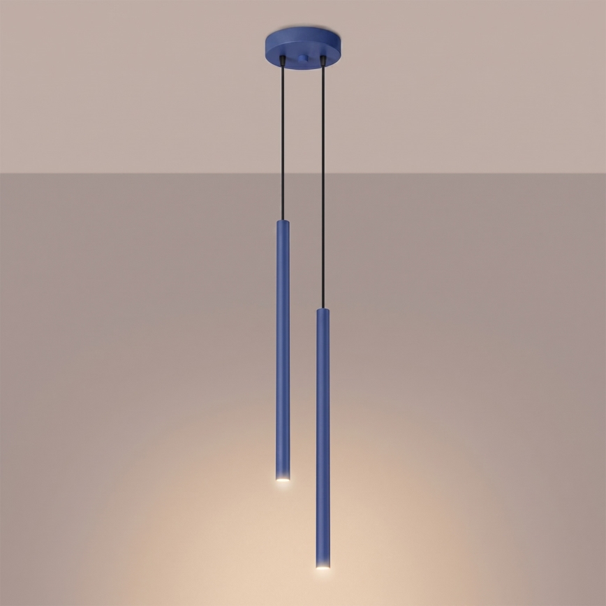 Lampadario a cavo PASTELO 2xG9/8W/230V blu