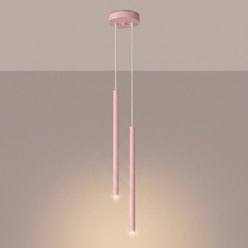 Lampada a sospensione su cavo PASTELO 2xG9/8W/230V rosa