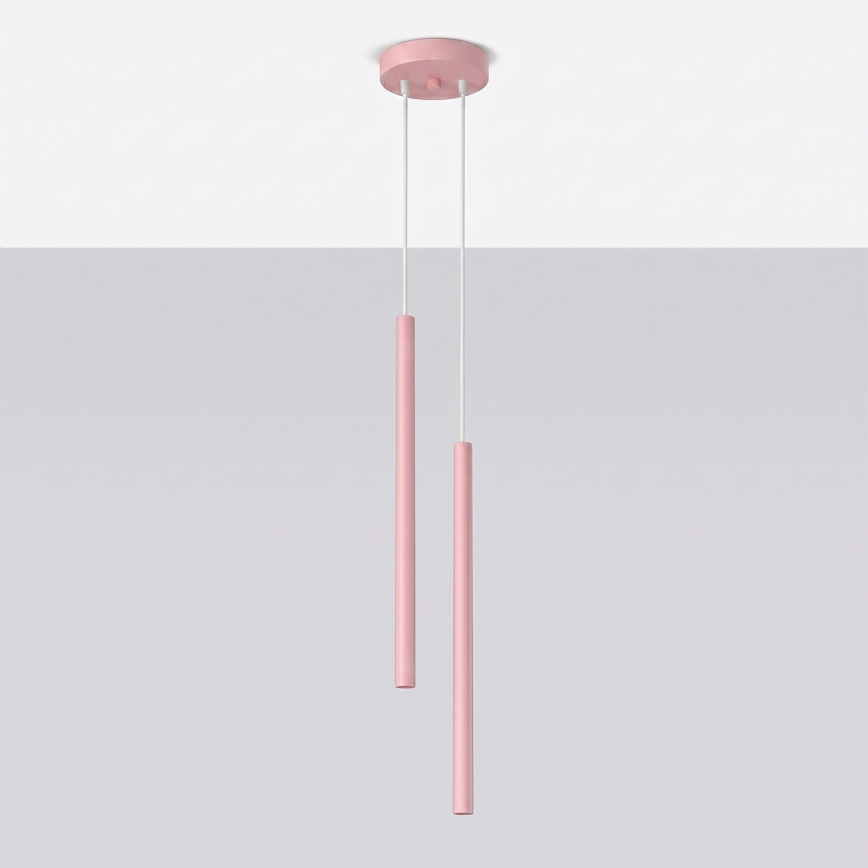 Lampada a sospensione su cavo PASTELO 2xG9/8W/230V rosa