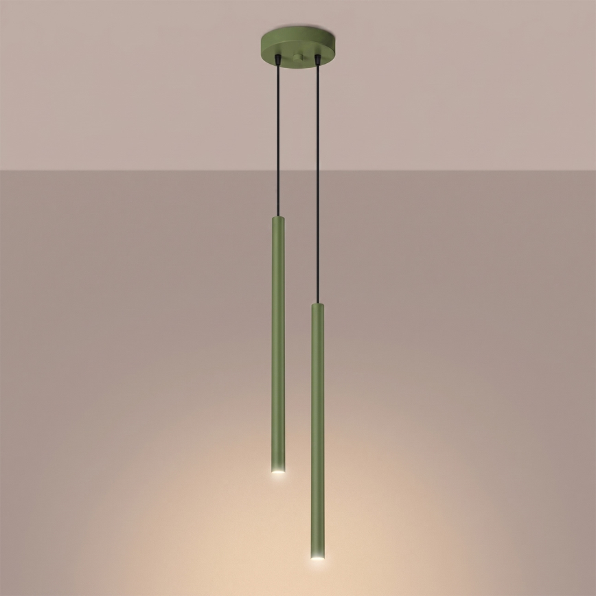 Lampadario a cavo PASTELO 2xG9/8W/230V verde
