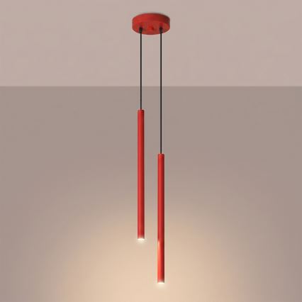 Lampada a sospensione su cavo PASTELO 2xG9/8W/230V rosso