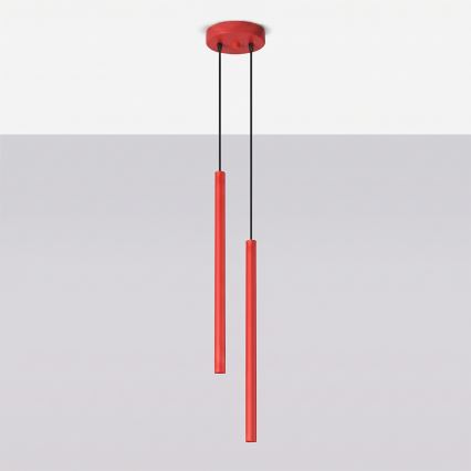 Lampada a sospensione su cavo PASTELO 2xG9/8W/230V rosso