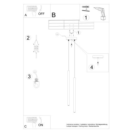 Lampada a sospensione su cavo PASTELO 2xG9/8W/230V rosso