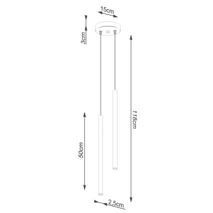 Lampada a sospensione su cavo PASTELO 2xG9/8W/230V marrone