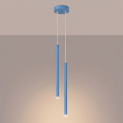 Lampadario a sospensione con cavo PASTELO 2xG9/8W/230V blu