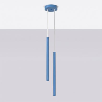 Lampadario a sospensione con cavo PASTELO 2xG9/8W/230V blu