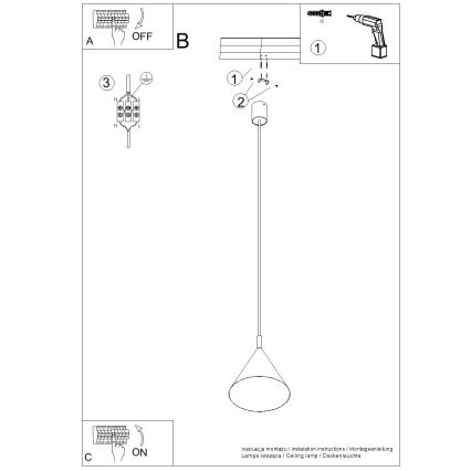 Lampadario sospeso con cavo NOX 1xE27/15W/230V, colore crema