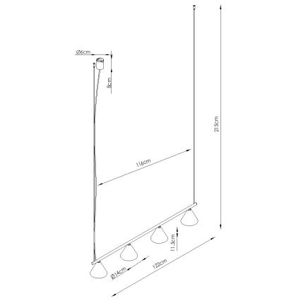 Lampadario a cavo NOX 4xE14/10W/230V crema