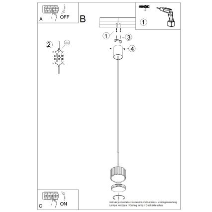 Lampada a sospensione con cavo AURA 1xGX53/10W/230V rossa