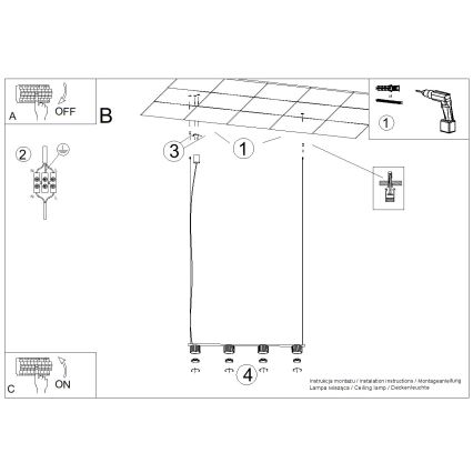 Lampadario a sospensione con cavo AURA 4xGX53/10W/230V verde