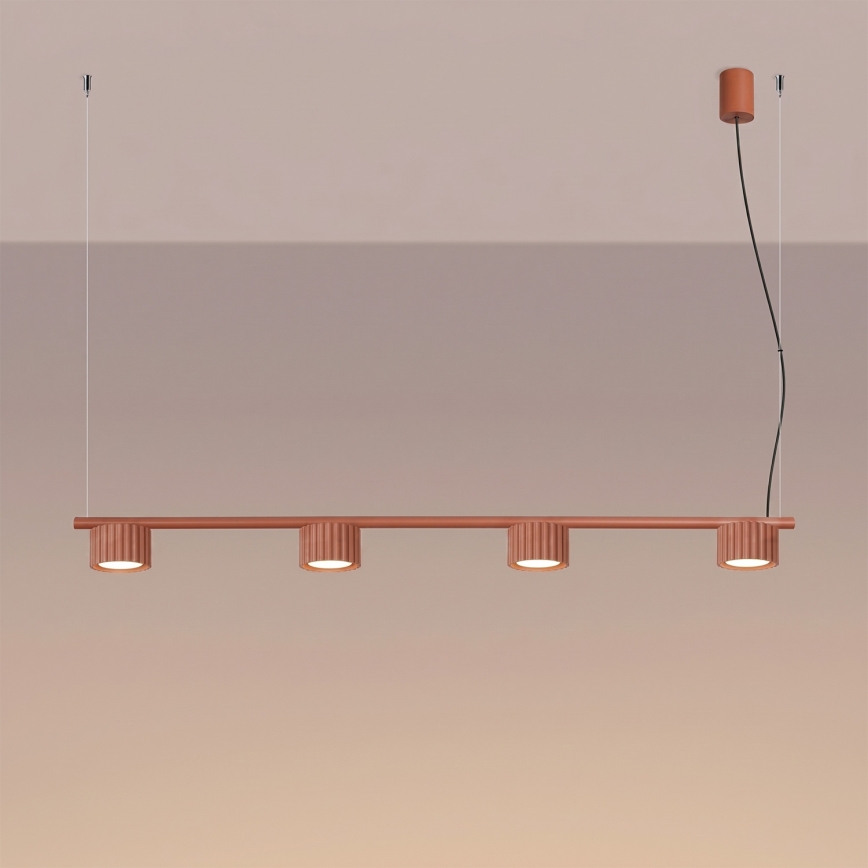 Lampada a sospensione con cavo AURA 4xGX53/10W/230V rossa