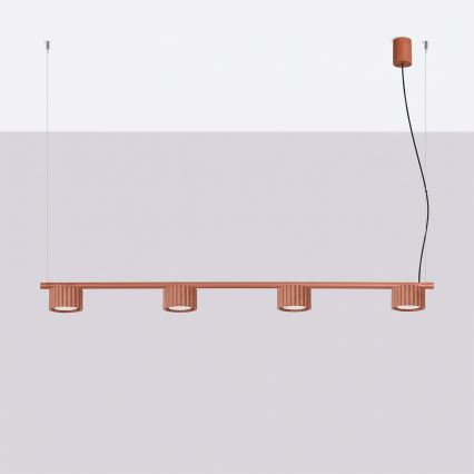 Lampada a sospensione con cavo AURA 4xGX53/10W/230V rossa