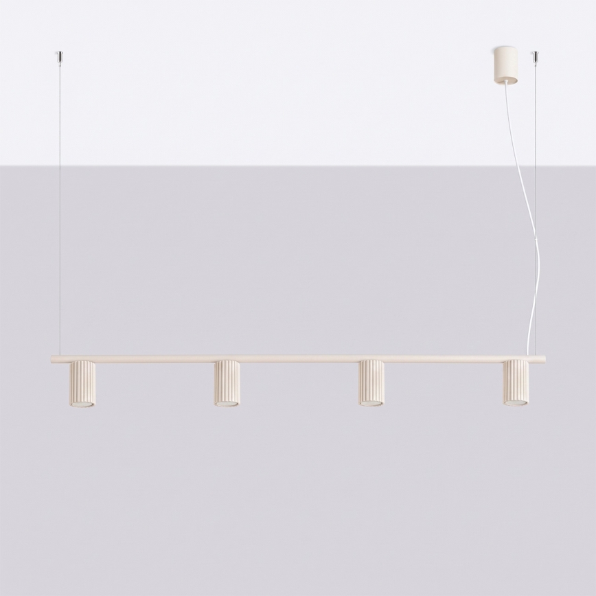Lampadario sospeso a cavo KARBON 4xGU10/10W/230V colore crema
