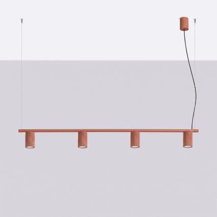 Lampada a sospensione su cavo KARBON 4xGU10/10W/230V arancione