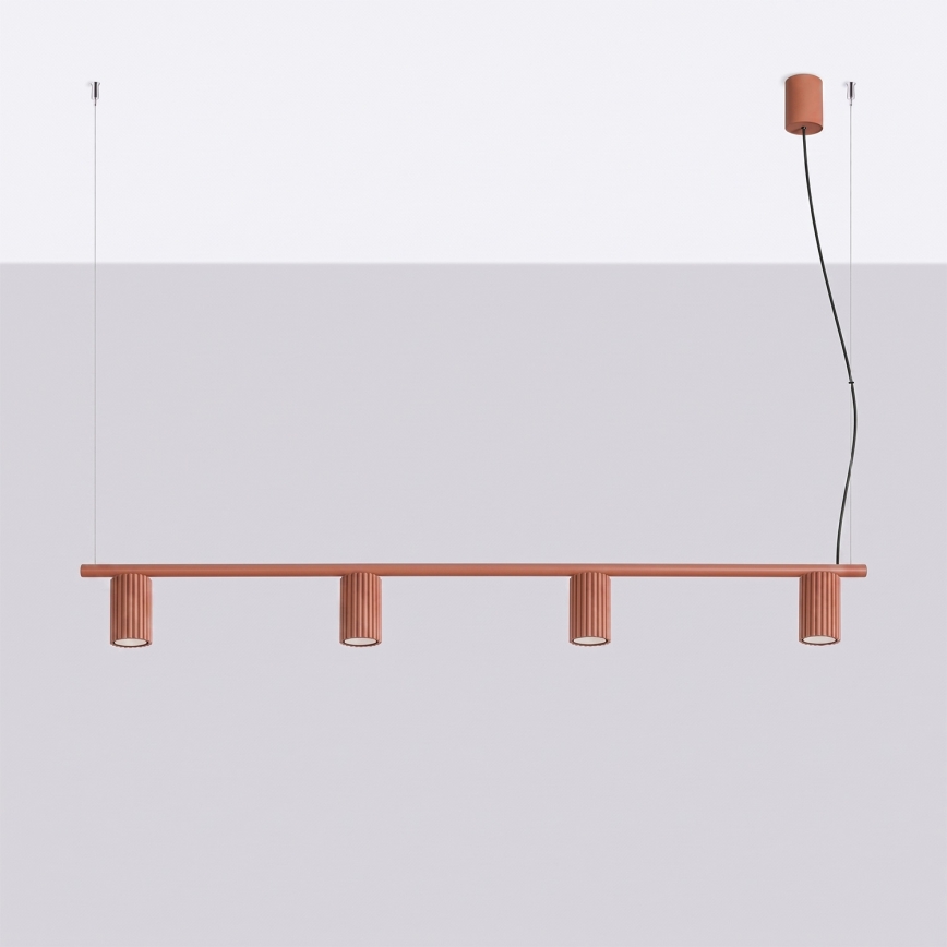 Lampada a sospensione su cavo KARBON 4xGU10/10W/230V arancione