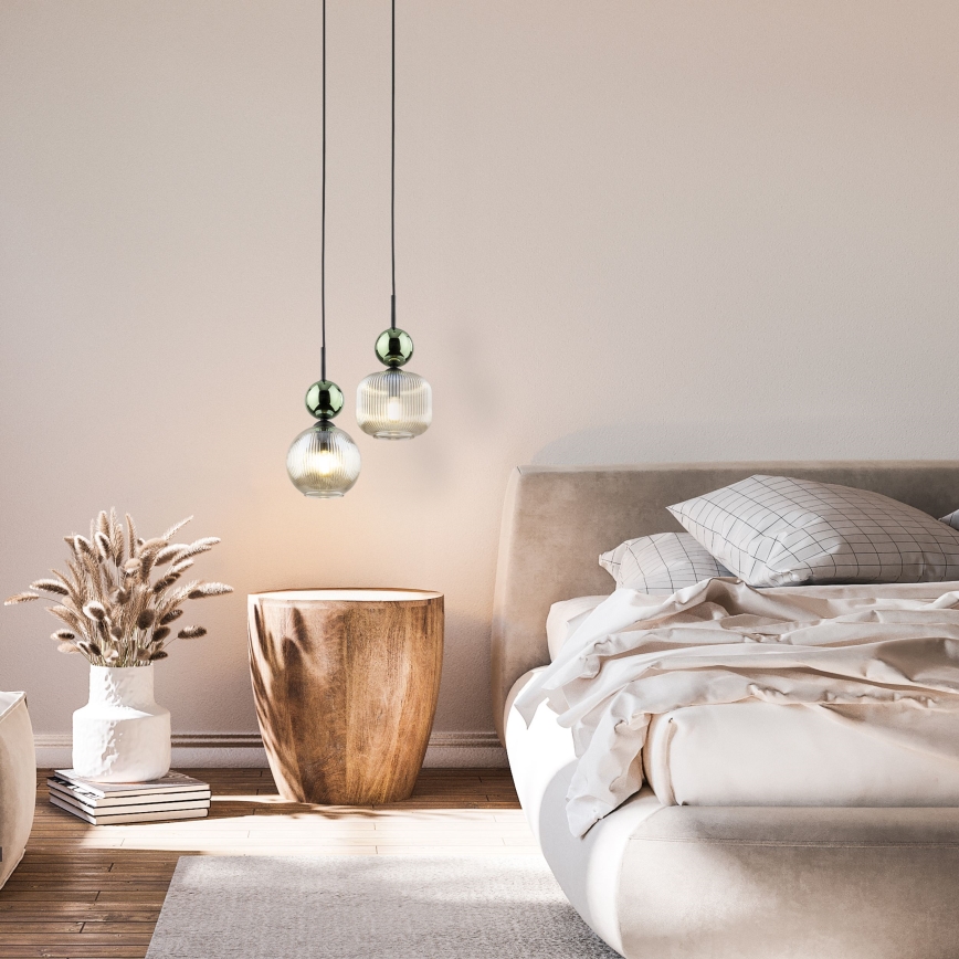 SOPHIA lampada a sospensione con cavo 1xE14/10W/230V nero/verde/beige fumé