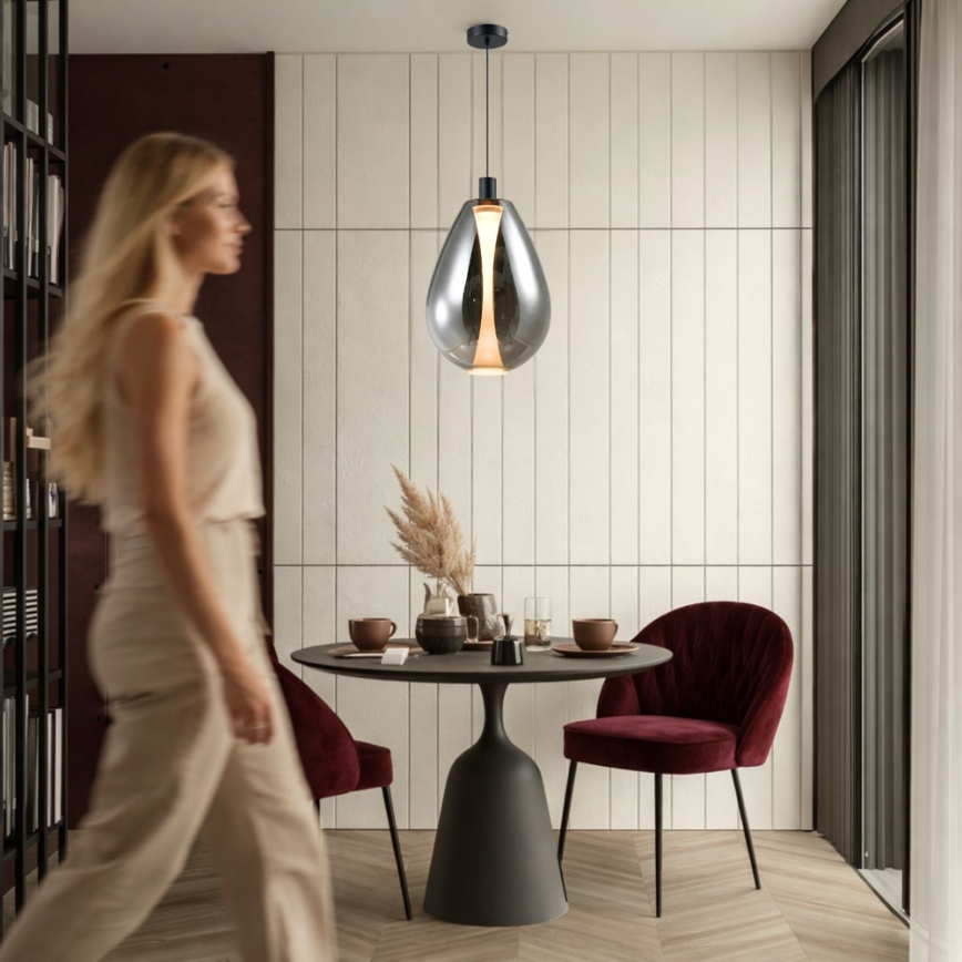 Sospensione a cavo DENSO 1xGU10/10W/230V Ø 30 cm nero cromato