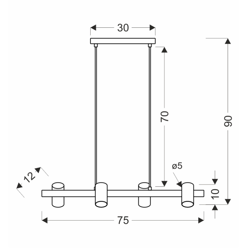 Sospensione a cavo XILO 4xGU10/25W/230V faggio/bianco
