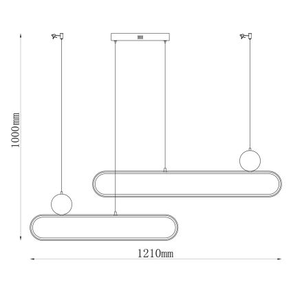 Sospensione LED su cavo FLORENTYNA LED/48W/230V 4000K nero/bianco