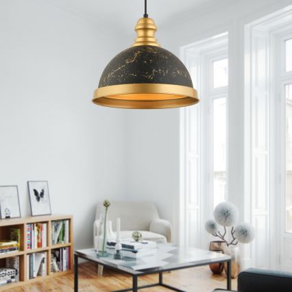 Sospensione MONZA 1xE27/40W/230V Ø 29 cm nera/bronzo
