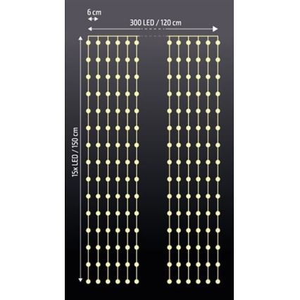 Sospensione natalizia a LED 300xLED/3xAA