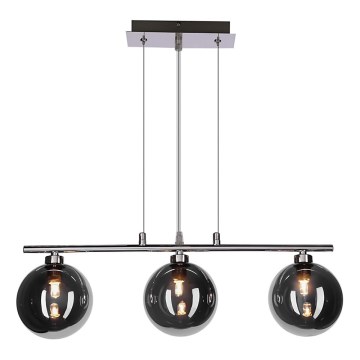 Sospensione SOMUL 3xG9/20W/230V in vetro fumé nero