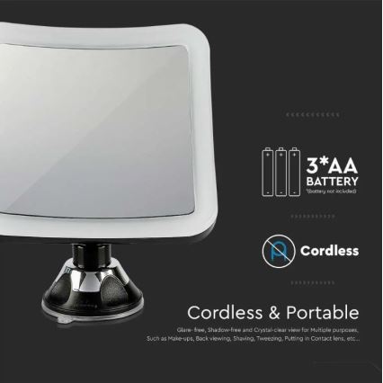 Specchio cosmetico LED LED/3,2W/4,5V 3xAA IP44