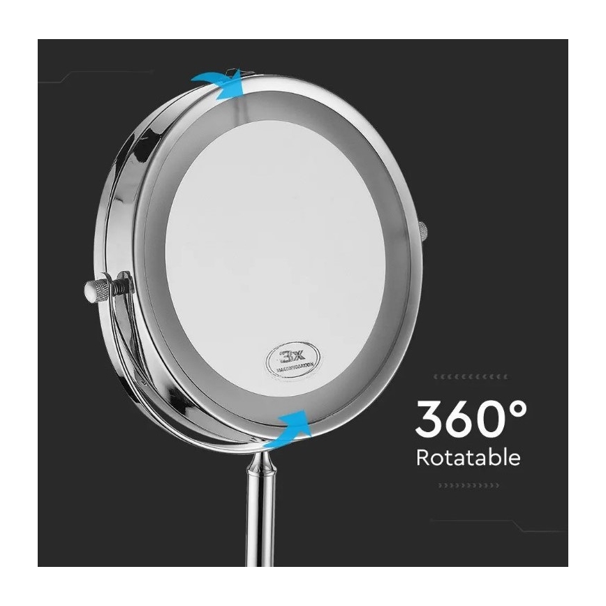 Specchio cosmetico LED LED/3W/6V 4xAA IP44
