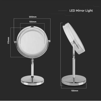 Specchio cosmetico LED LED/3W/6V 4xAA IP44
