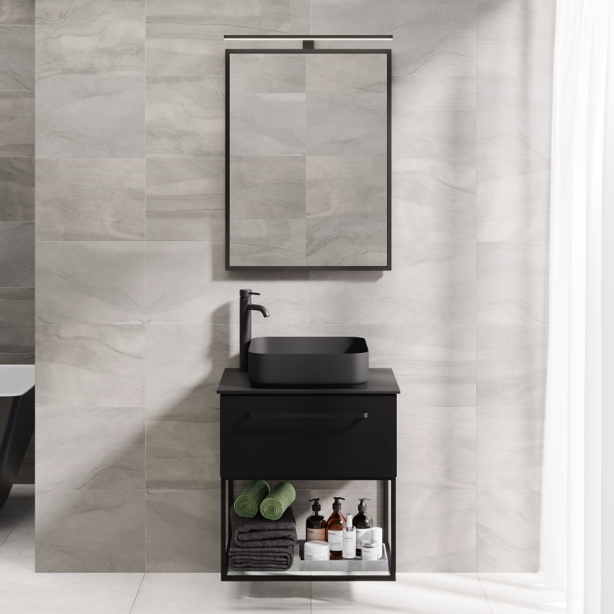 Specchio da bagno BORGSTED 60x80 cm nero