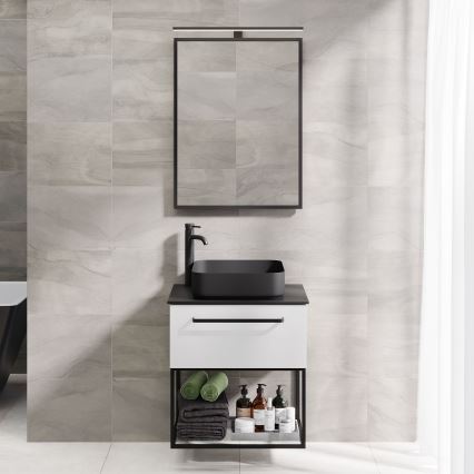 Specchio da bagno BORGSTED 60x80 cm nero