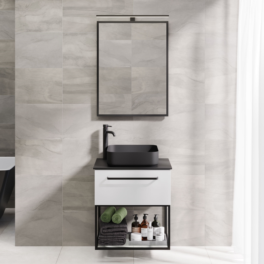 Specchio da bagno BORGSTED 60x80 cm nero