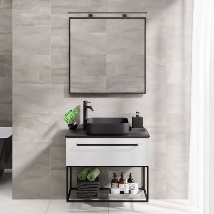 Specchio da bagno BORGSTED 80x80 cm, nero