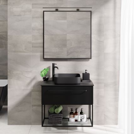Specchio da bagno BORGSTED 80x80 cm, nero