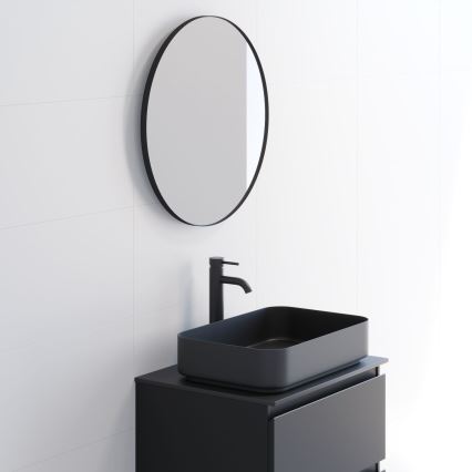 Specchio da bagno BORGSTED, diametro 60 cm, nero