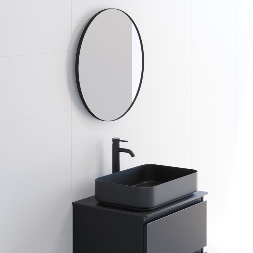 Specchio da bagno BORGSTED, diametro 60 cm, nero