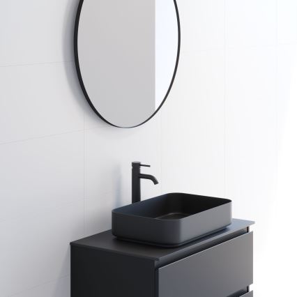 Specchio da bagno BORGSTED Ø 80 cm, nero