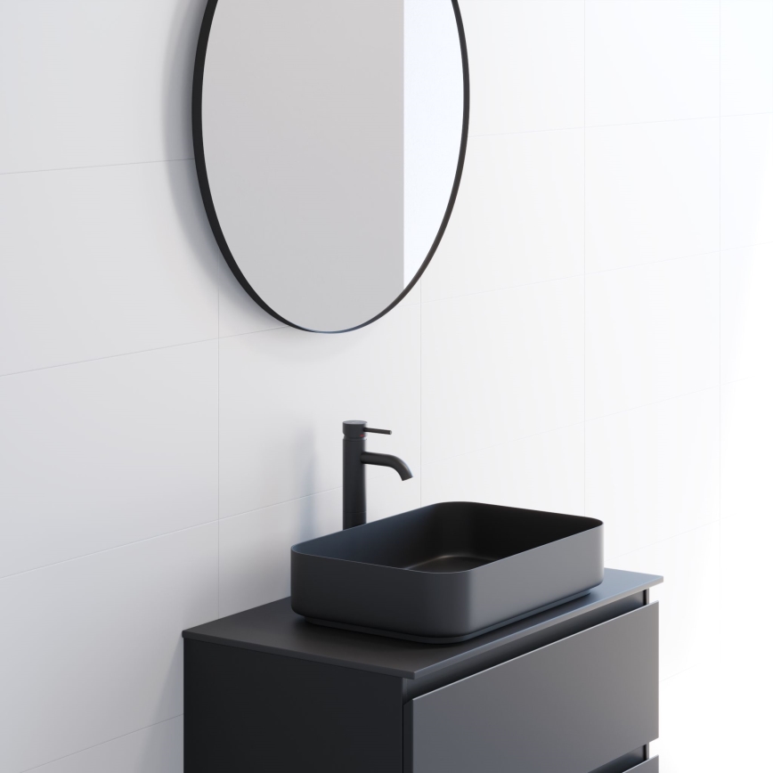Specchio da bagno BORGSTED Ø 80 cm, nero